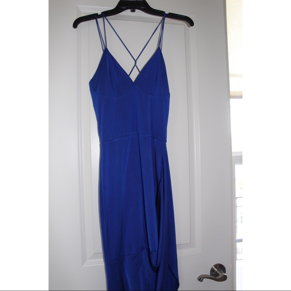 Fancy velvet blue dress asymmetrical size large